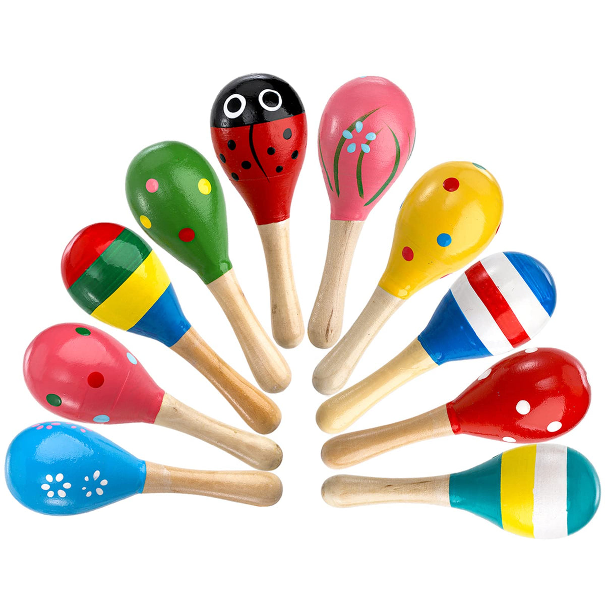 Hedume egg shaker mini wooden set, easy grip for kids.