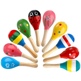 Hedume egg shaker mini wooden set, easy grip for kids.