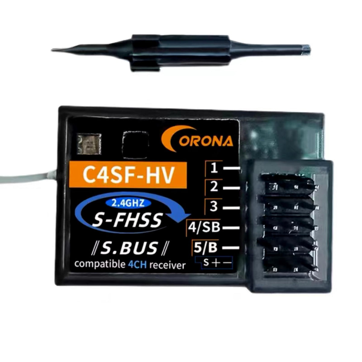 HeelAooRC Corona C4SF 2.4G HV receiver for reliable RC control and SBUS compatibility.