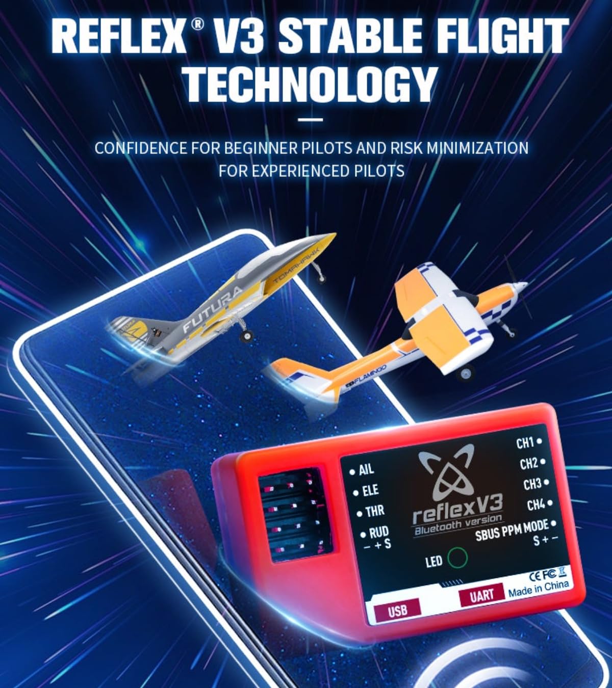 HeelAooRC Reflex V3 32-bit ARM processor onboard for fast stabilization decisions.