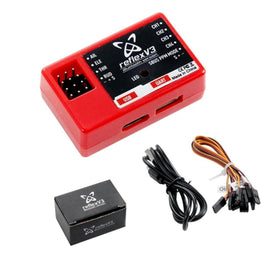 HeelAooRC FMS Reflex V3 flight controller gyro-stabilizer in a model plane for smoother takeoffs.