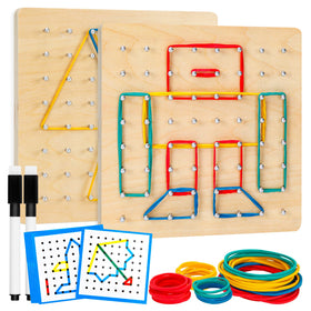 HEELWIRE wooden geoboard with pattern cards for geometric exploration