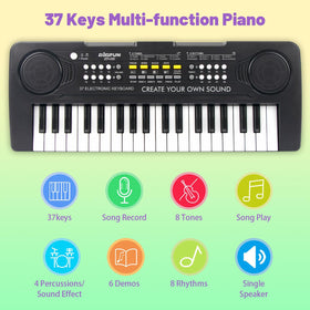 HEEPUEW 37-key keys closeup, child-friendly tactile feel aids dexterity.
