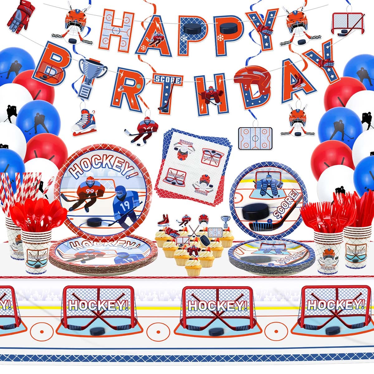 Hegbolke hockey banner hangs easily to start the celebration with a bold birthday message.