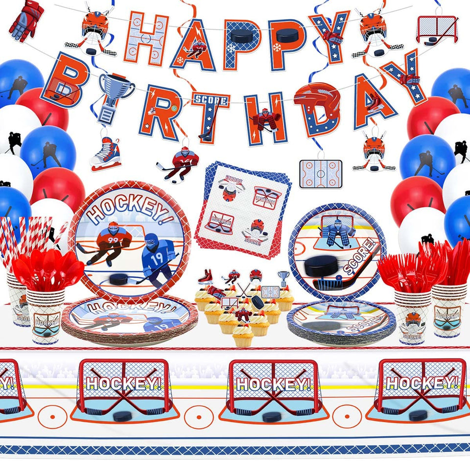 Hegbolke hockey banner hangs easily to start the celebration with a bold birthday message.