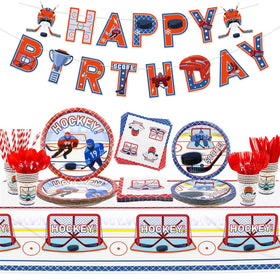 Hegbolke hockey banner adds festive birthday flair to party decor.