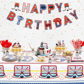 Hegbolke hockey dessert plates brighten the dessert table and theme.