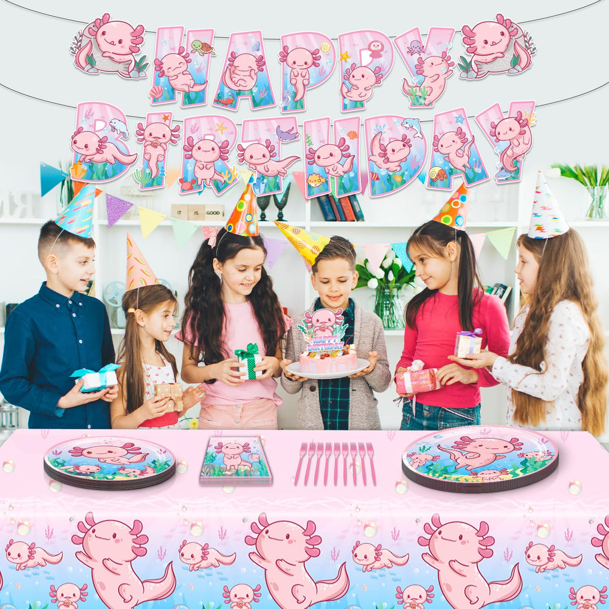 Heidaman Axolotl cake toppers provide charming dessert focal points