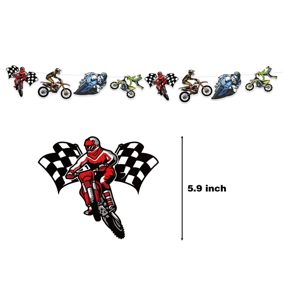 Heidaman dirt bike balloons add color and festive energy.