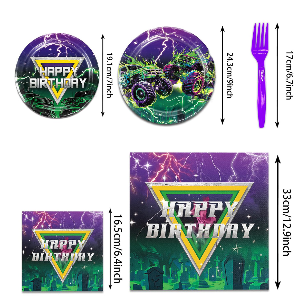 Heidaman Monster Truck checkered balloons add dynamic decor contrast.