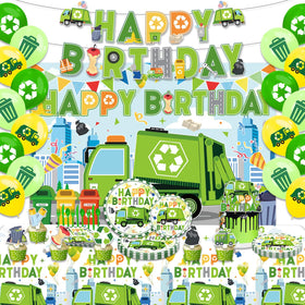 Heidaman trash-truck banner adds a bright birthday focal point for kids.