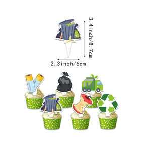 Heidaman trash-truck cake toppers add a fun centerpiece to the cake.