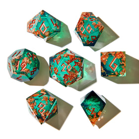 HEIMDALLR Norse runic font on each die adds authentic fantasy flavor.