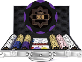 HEITOK 300-piece poker chip set for authentic home casino-style gameplay.