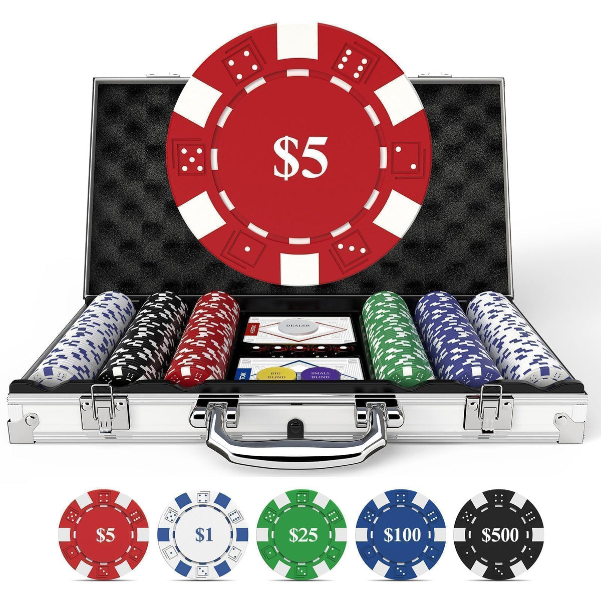 HEITOK poker chips close up showing heavy 11.5g weight