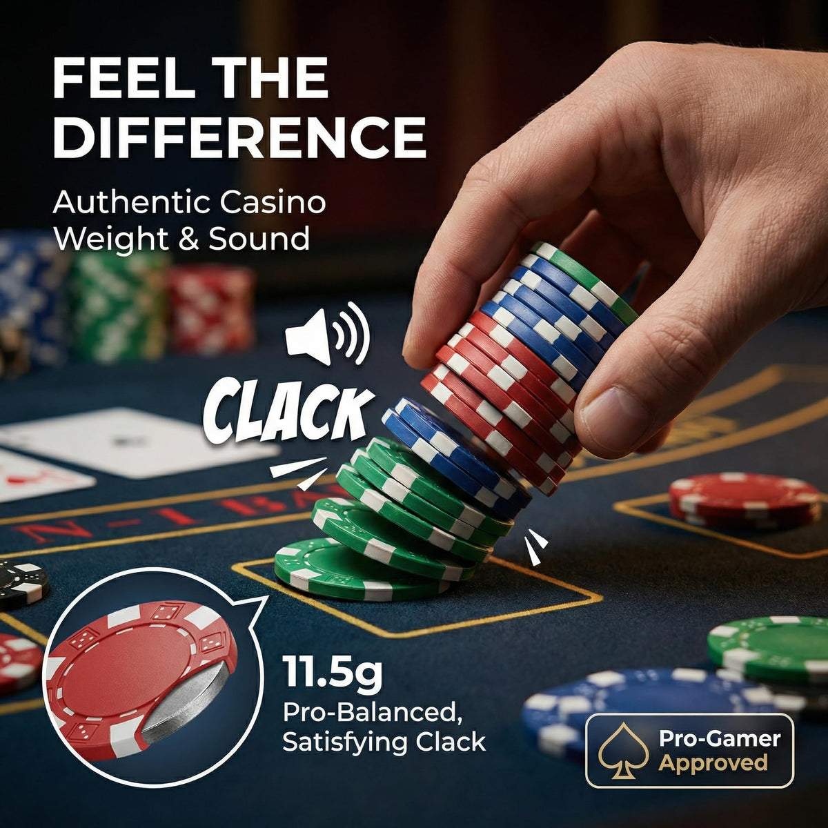 HEITOK blue poker chip emphasizes diverse denomination options for flexible stakes.