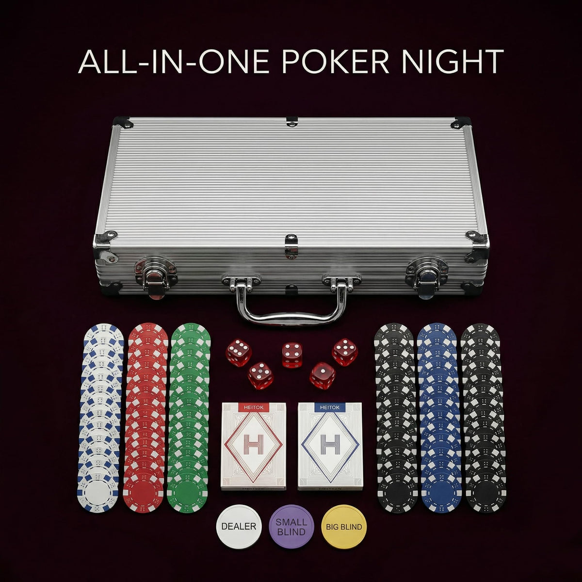 HEITOK red poker chip adds vibrant color for fast visual recognition during play.