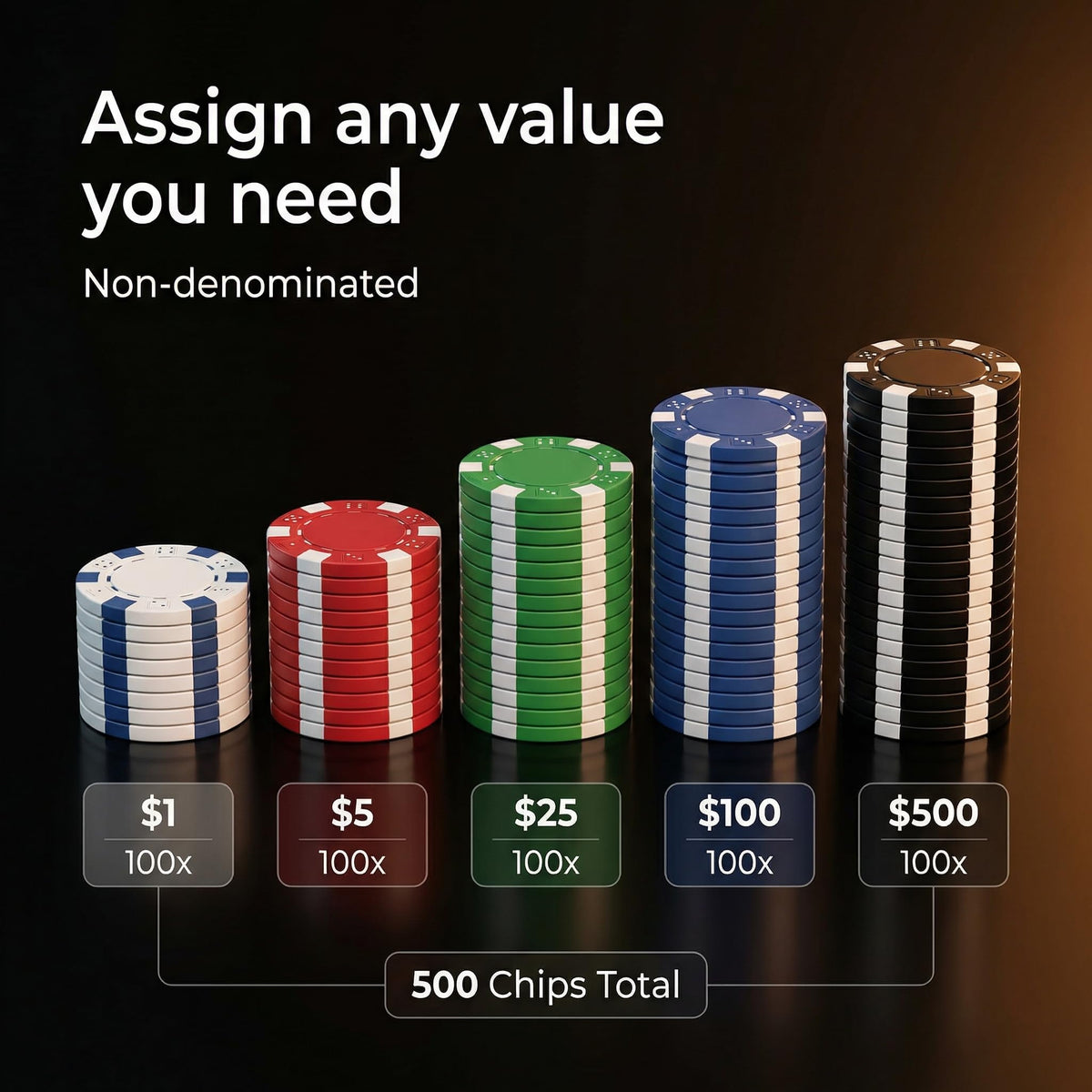 HEITOK white poker chip highlights classic design and balance for authentic feel.