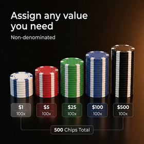 HEITOK white poker chip highlights classic design and balance for authentic feel.