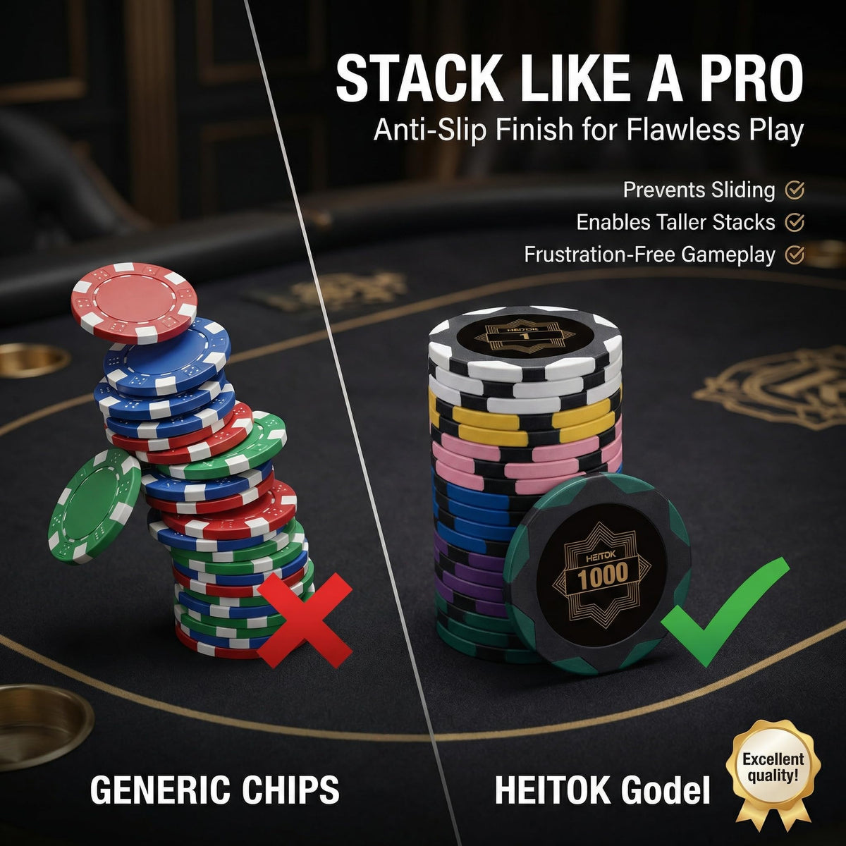 HEITOK two decks of playing cards included for quick setup.