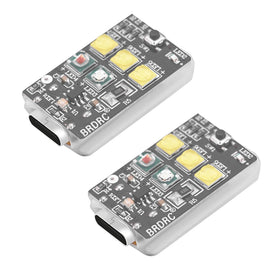 HeiyRC drone strobe light front view highlighting compact LED visibility for night flights.