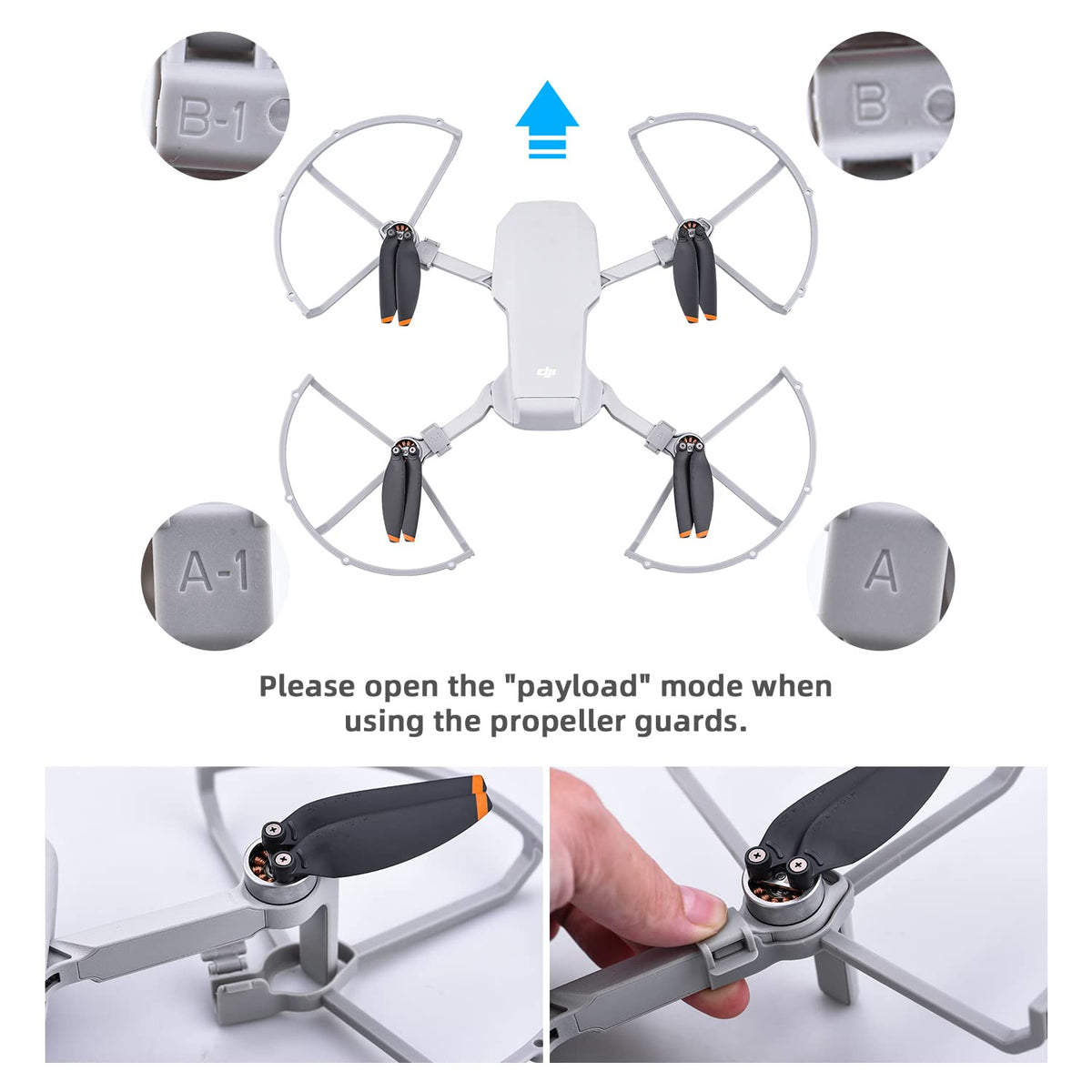 HeiyRC Mini 4K 2 SE propeller guard protects blades during indoor flights