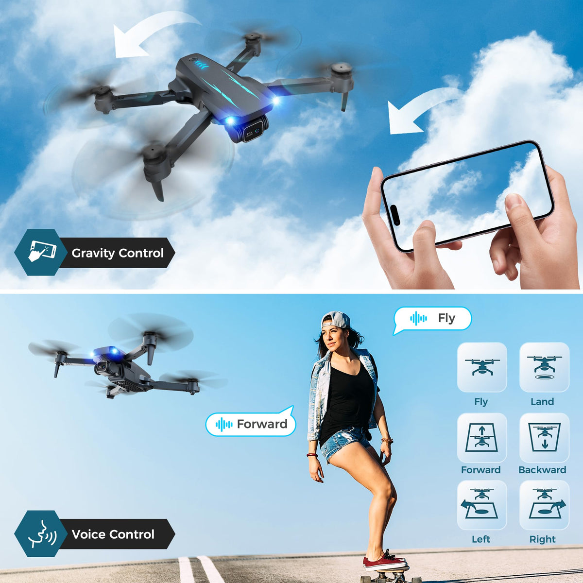 Helatt drone two batteries extend playtime up to 24 minutes.