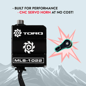 Helidirect TORQ MLS-1022 CNC servo horn included for precise mounting.