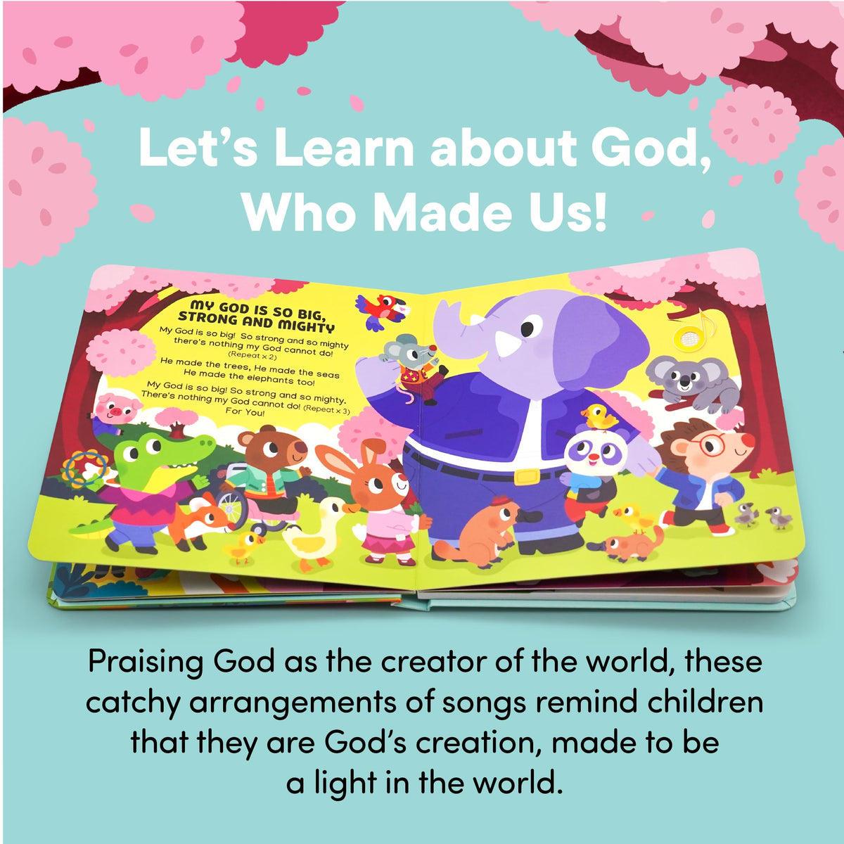 Hello 2 Kids sound book page with play button for interactive toddler-friendly singing