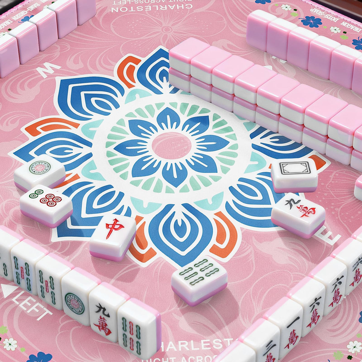 HELLO.HELEN Mahjong mat with 3mm cushion reduces table impact during play.