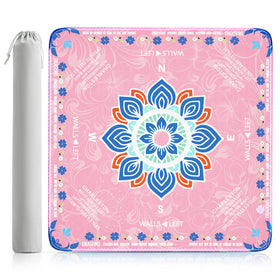 HELLO.HELEN Mahjong mat with pink pattern enhances table aesthetics for social gaming.