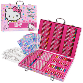 Hello Kitty colored pencils art kit in a portable case for on-the-go creativity.