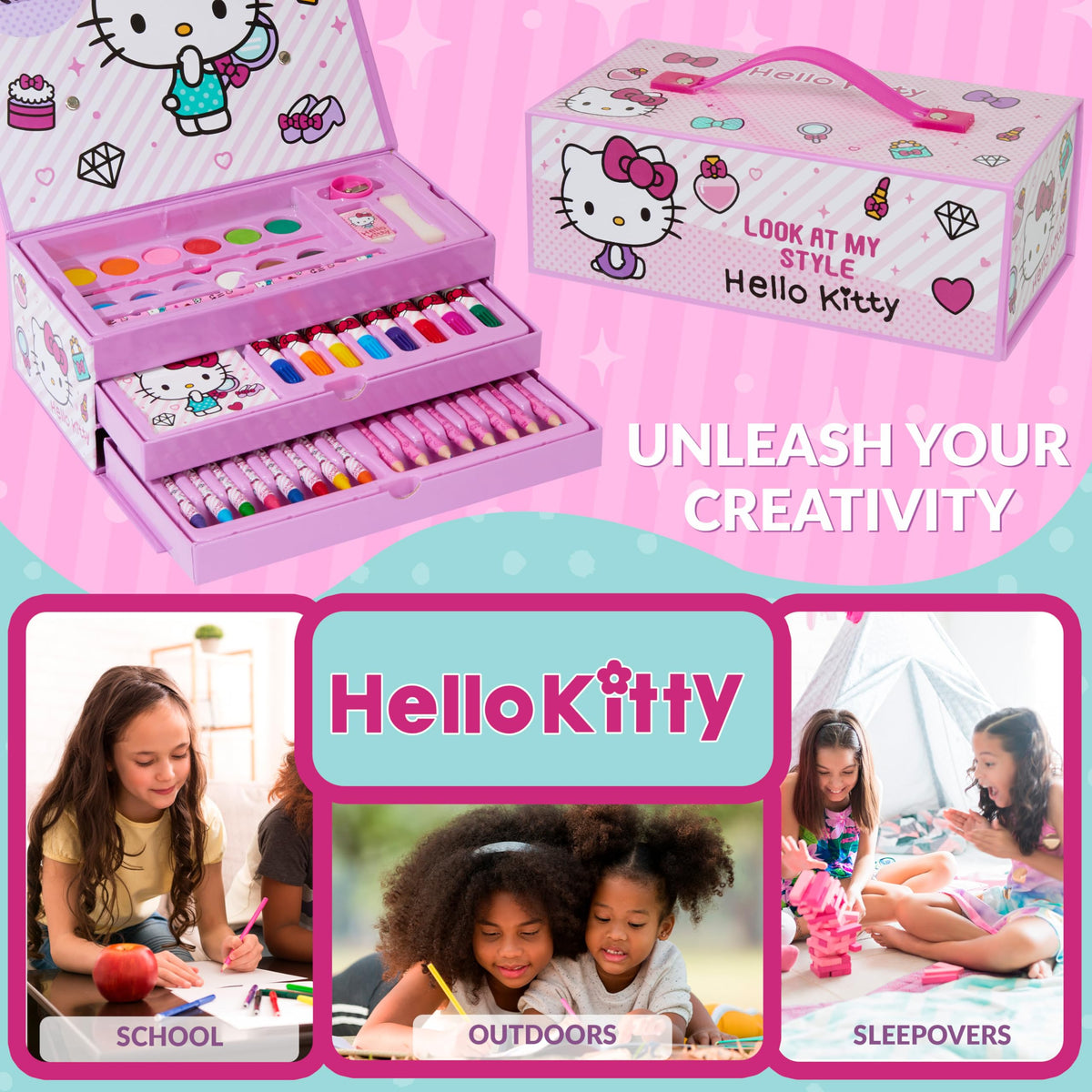 Hello Kitty crayons stack ready for quick doodles and imaginative play.