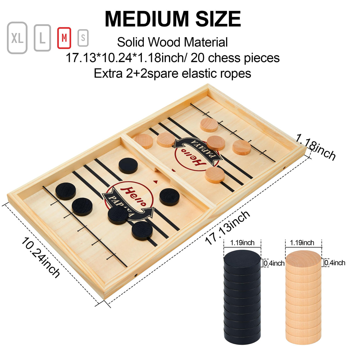 HELLO PAPAYA Elastic bands removable for flexible game setup and quick adjustments.
