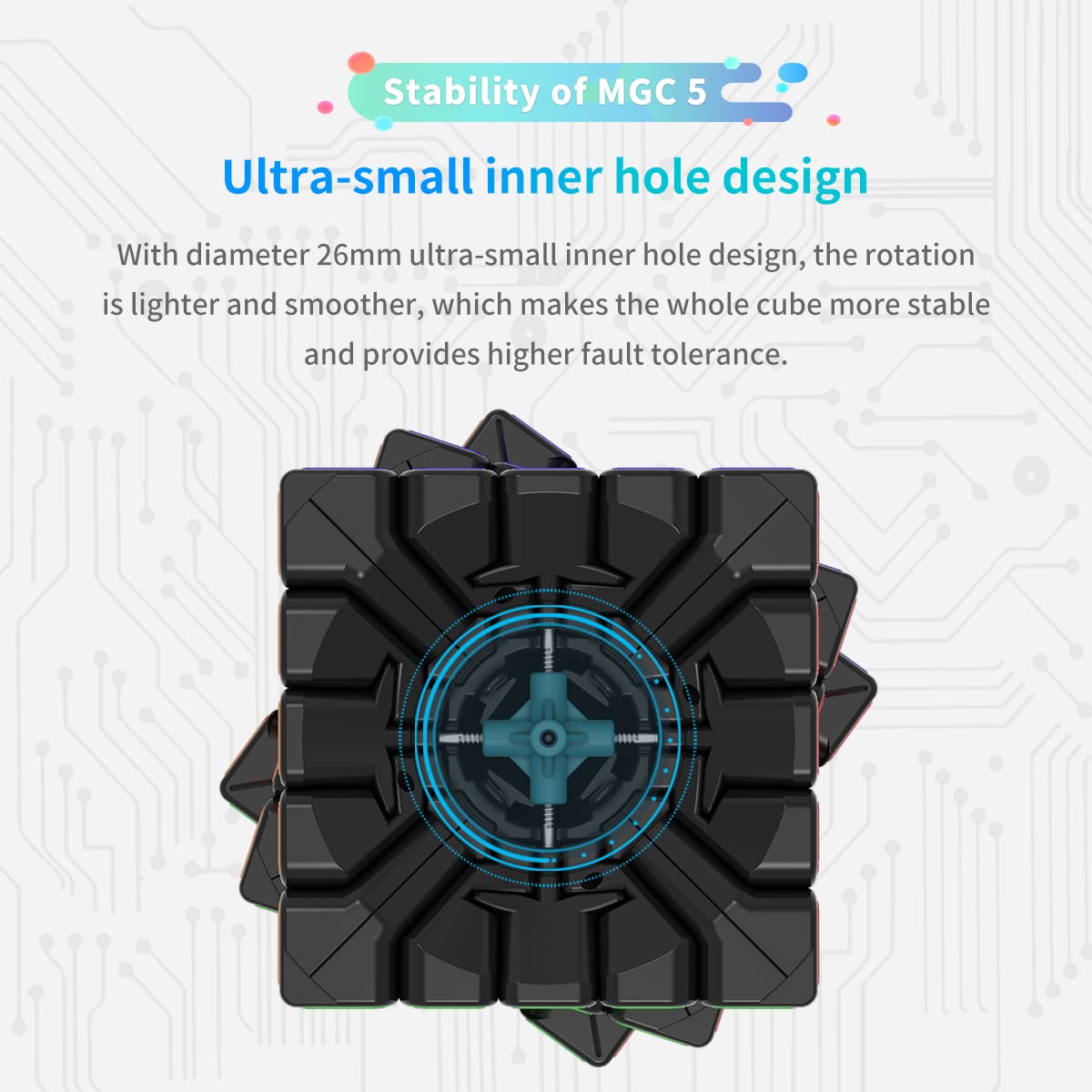 HELLOCUBE YJ MGC 5x5 center-column-up design enhances stability.