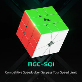 HELLOCUBE YJ MGC Square-1 side shot emphasizes magnetic stability during speed solves.