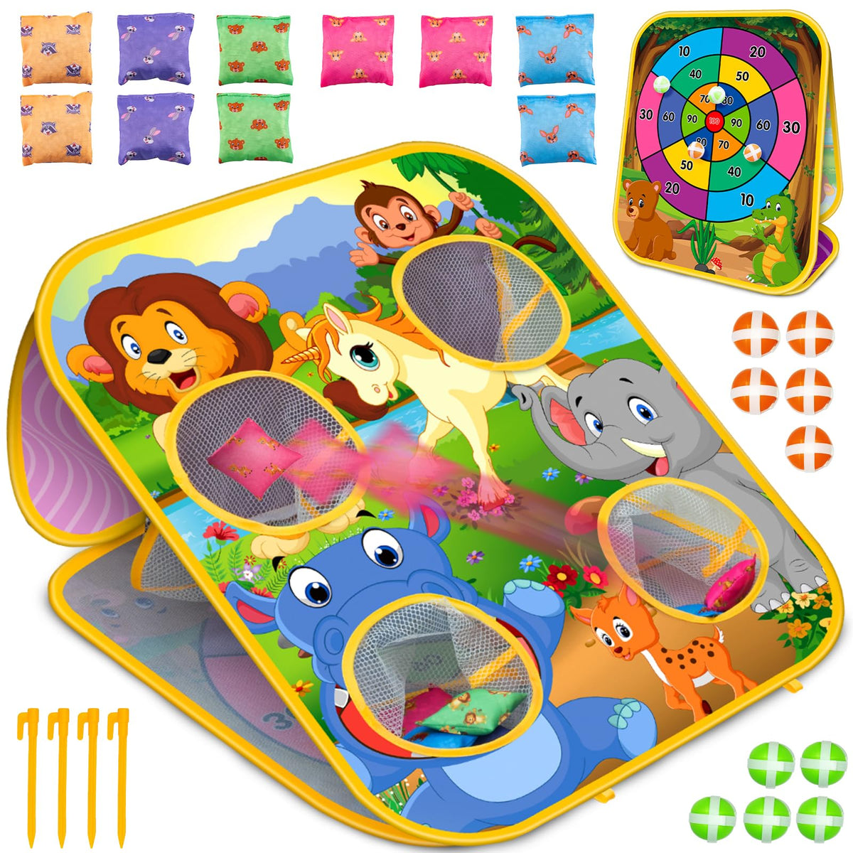 HelloJoy bean bag toss board outdoor setup for family fun and active play
