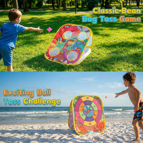 HelloJoy dinosaur bean bags with sticky darts ready for indoor or outdoor play