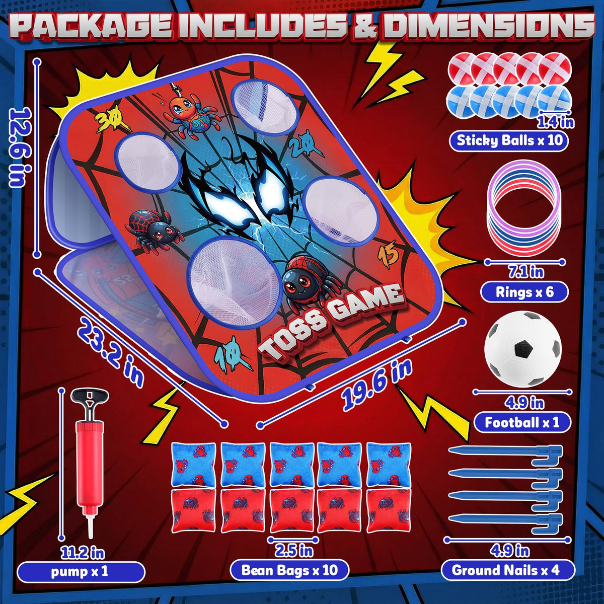 HelloJoy Spider bean bag toss on the lawn for family-friendly yard fun
