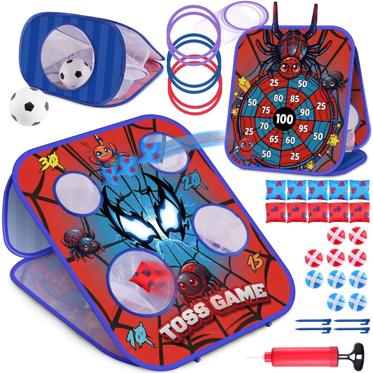HelloJoy Spider bean bag toss board outdoors for backyard fun and active play