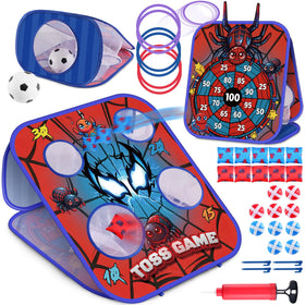 HelloJoy Spider bean bag toss board outdoors for backyard fun and active play
