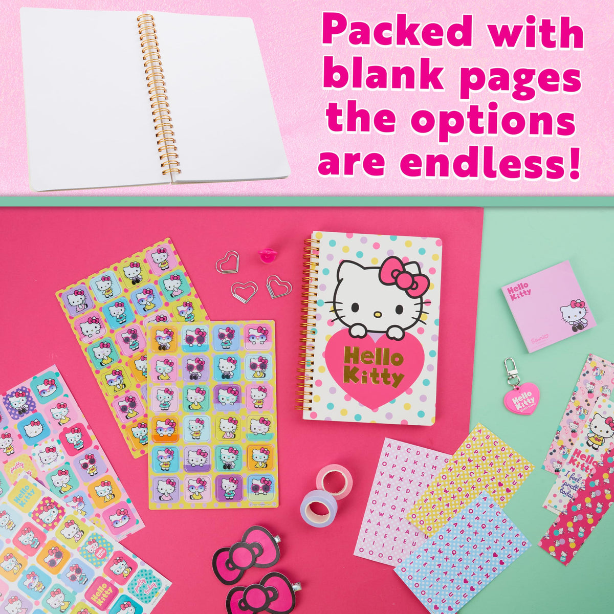 Hello Kitty DIY Journal Kit hair clips add cute flair to crafts