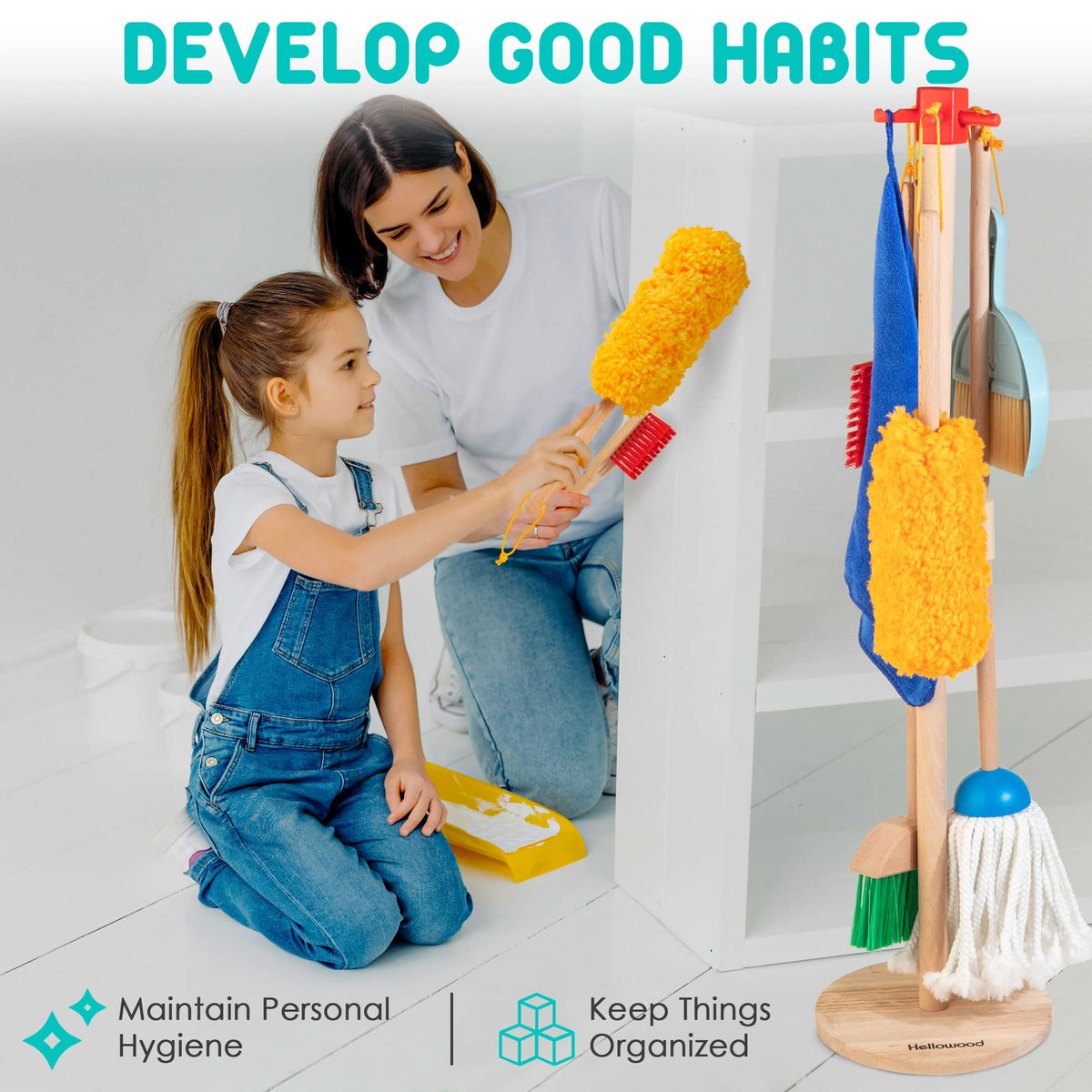 HELLOWOOD dustpan with kid-sized design for tidy playtime.
