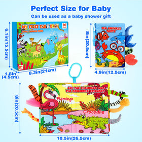Helsort 2PCS Crinkle Cloth Books dinosaur tail page adds tactile engagement.