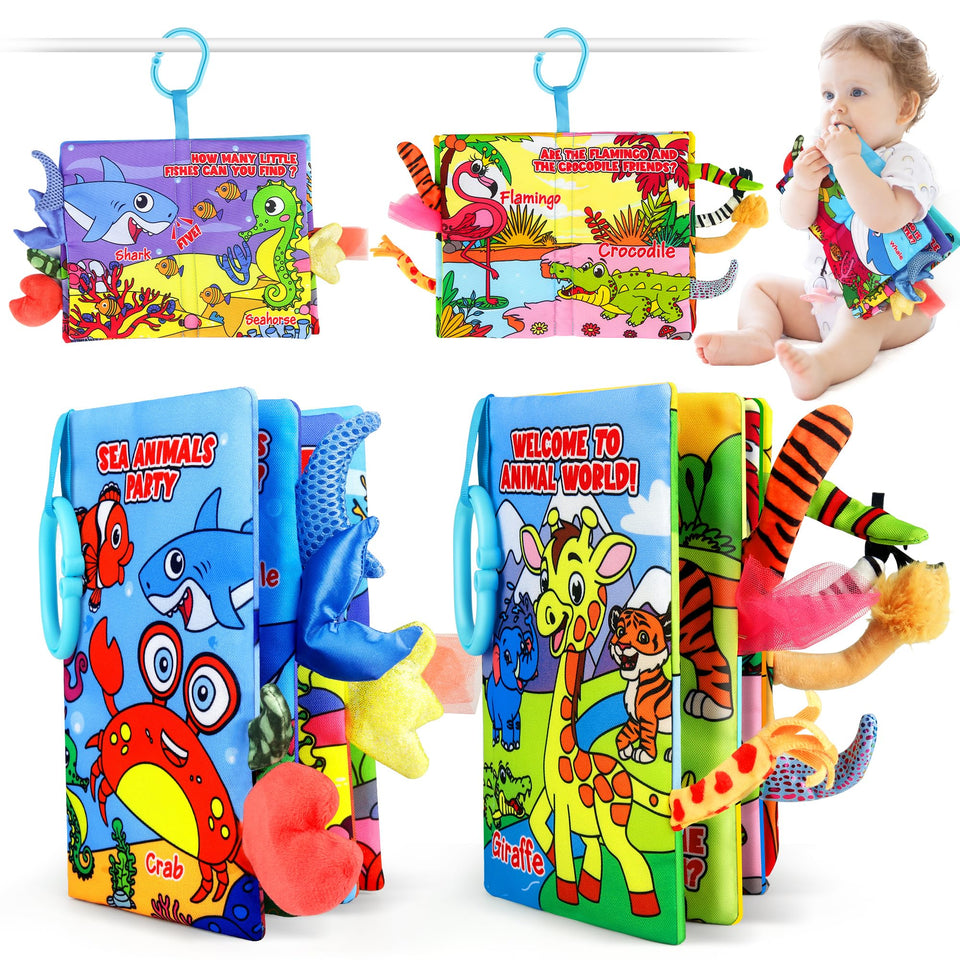 Helsort 2PCS Crinkle Cloth Books front cover boosts early visual tracking.