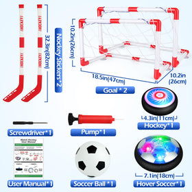 Helsort 3-in-1 hover hockey set enables quick indoor soccer or hockey sessions