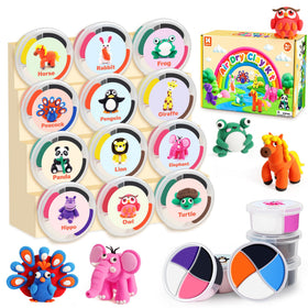 Helsort Air Dry Clay Kit with 12 animals for kids' crafts