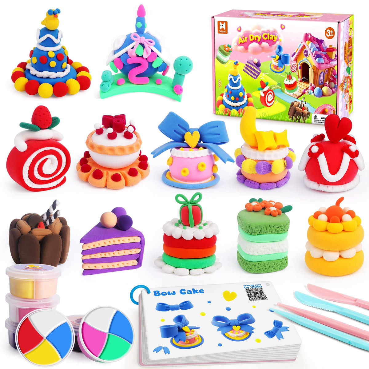 Helsort air-dry clay kit box and clay for kids' creative play