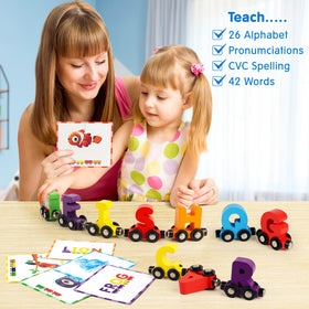 Helsort alphabet trains magnets connect securely for easy word building