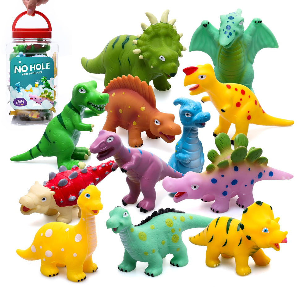 Hely Cancy dinosaur bath toy close-up showing soft texture for safe toddler play